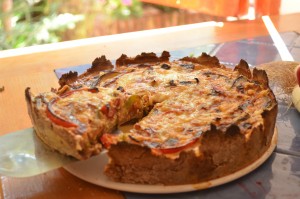 Quiche cebolla y pimentón